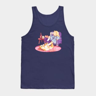 Chilling with Cake and wine, Adventure Time fan art Tank Top